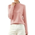 thumbnail image 4 of Womens Mock Neck Tops Soft Cotton Pullover Sweater Solid Color Casual Fall Winter Base Layer Blouses (M, Pink), 4 of 4
