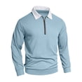 thumbnail image 3 of Mens Polo T Shirts Short Sleeve Quarter Zip Tees Shirt Basic Blue Mens Clothing, 3 of 8