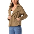 thumbnail image 4 of Abrigo Trench INSPIRE CHIC para mujer, abrigo corto de doble botonadura con solapa con muesca, 4 of 6