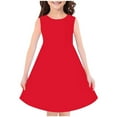 thumbnail image 3 of Jinhomg Girls Summer Tank Dresses Flowy Comfy Sleeveless Midi Dress Casual Solid A-Line Tunic Dresses Toddler 2025 Toddler Kids Cute Gifts Winter Saving Red 110, 3 of 4