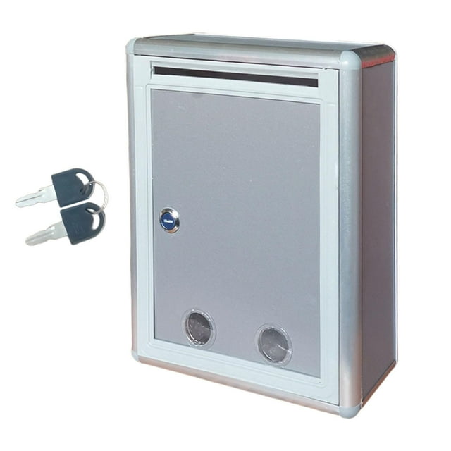 bedienty Suggestion Box Metal Wall Mounted Ballot Box for Voting Suggestions for Feedback Large Silver Large