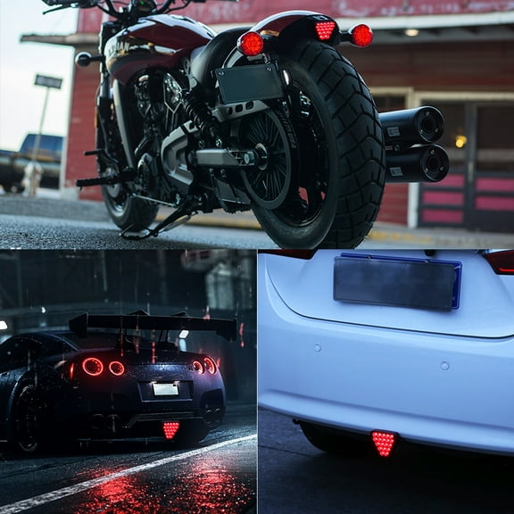Zyutaosan Motorcycle Car Indicator Triangle Rear Brake Light Warning Strobe Stop Safety Red Rear Bumper Light 12V
