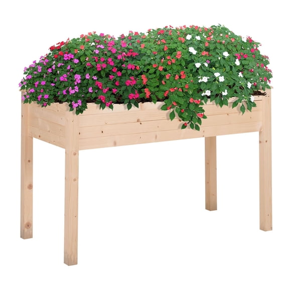 Raised Garden Bed 48'' Elevated Planter Box - Wooden Outdoor Vegetable Herb Flower Growing Kit with Legs & Drainage