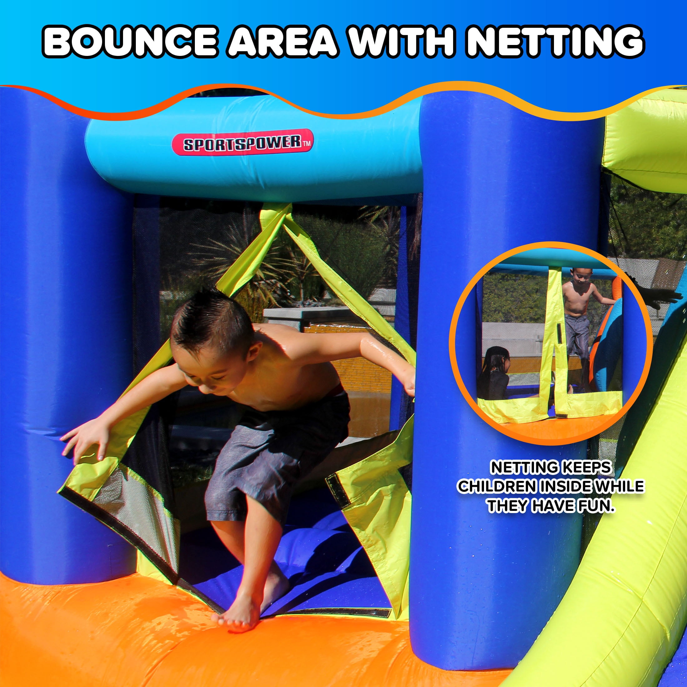 Sportspower My 1st Jump N Water Slide with Bounce House ages 3-8 yrs, Lifetime Warranty on Heavy Duty Blower