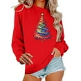 thumbnail image 2 of Sakmal Sweatshirts for Women Christmas Red Crew Neck Plus Size Tops Winter Christmas Trees Sweatshirt for Women, 2 of 6