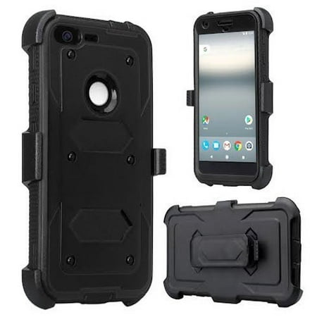 Google Pixel XL Case, Triple Protection 3-in-1 Shockproof Armor Holster Shell Combo Case w/ Built in Screen Protector for Google Pixel XL -