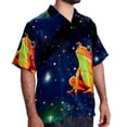 thumbnail image 2 of Starry Sky Frog Men's Button Down Casual Hawaiian Print Short Sleeve Summer Beach Shirt, 2 of 6