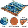thumbnail image 3 of Women Girls Leather Square Dish Trinket Plate Jewelry Tray for Mothers Day Birthday Gift, Wave Stripe Sea Turtle Patterns, 3 of 6