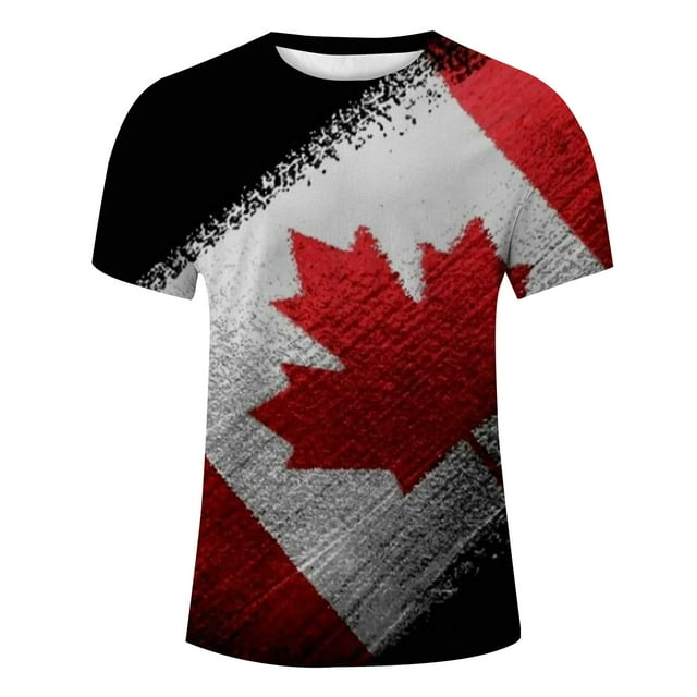 Canadian Flag Graphic Tee for Men Comfortable Patriotic T-Shirt with National Design