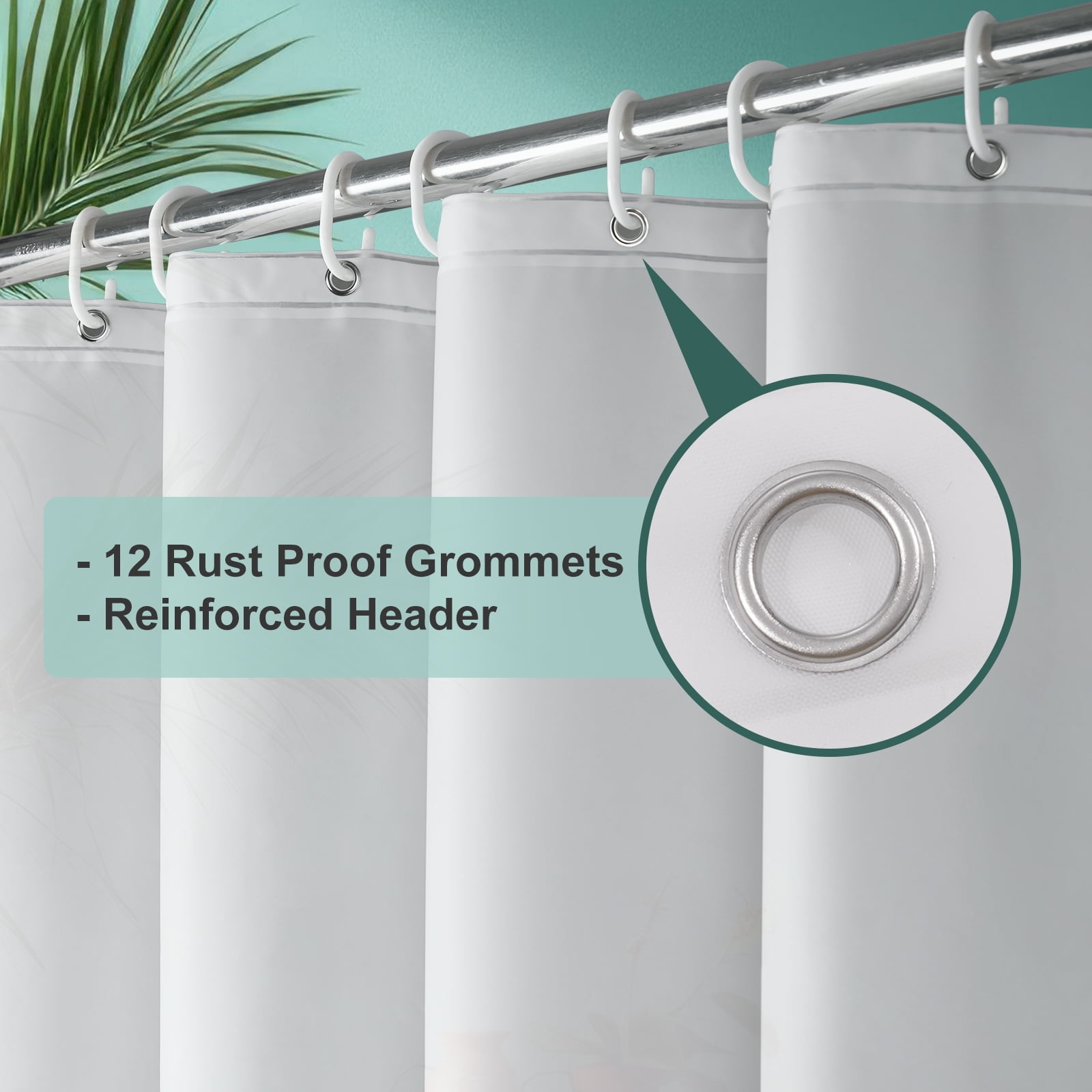 Inosoo Frosted Shower Curtain Liner, 72"x 72" PEVA Plastic Opaque Shower Curtain Liner, Waterproof Translucent Shower Liner with Magnets, Mold & Mildew Resistant