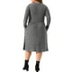 thumbnail image 3 of Vestidos de talla grande para mujer Agnes Orinda con cuello redondo, manga larga, vestido midi de punto acanalado 1X Gris, 3 of 6