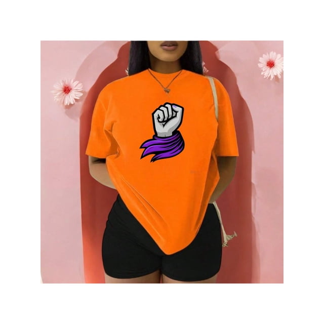 Playera Blusa De Puño Levantado Con Un Pañuelo Dia De La Mujer Color Anaranjado Talla Mediana Marca Emil SaEs