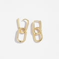 thumbnail image 4 of Ziurtnc 1 Pair Women Earrings Paper Clip Shape Geometric Polished Copper Pure Color Hollow Out Daily Commute Ear Jewelry Short Hanging Earrings, 4 of 8