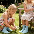 thumbnail image 5 of FSYBOA Girls Knited Sock Size 11Ts, Stretchable Casual Summer Soft Kids Crew Socks Light Blue, 5 of 5