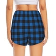 thumbnail image 2 of Lsque Blue Black Plaid Printed Women's Running Shorts with Liner Pockets,Elastic Quick Dry Workout Athletic Gym Yoga Shorts,Womens High Waist Shorts-Large, 2 of 9