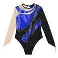 thumbnail image 6 of Aiihoo Kids Girls Shiny Rhinestones Gymnastics Leotard Long Sleeve Ballet Dance Bodysuit Skating Jumpsuit Dancewear Royal Blue 12, 6 of 7