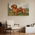Cute Dog Canvas Wall Art, Rustic Realism Dachshund Dog Grassy Field Sky ...