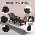 thumbnail image 5 of Cobiod Outdoor HDPE Chaise Lounge Chair Set of 2 , 5-Position Adjustable Reclining Lounger with Wheels & Cup Holders,350lb Capacity,Overall length 78" , Black, 5 of 8