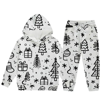 

TAIAOJING Toddler Girl Boy Tracksuit Set Kids Girls DIY Graf Fiti Long Sleeve Hooded Sweatshirt Long Pants Set 12-13 Years