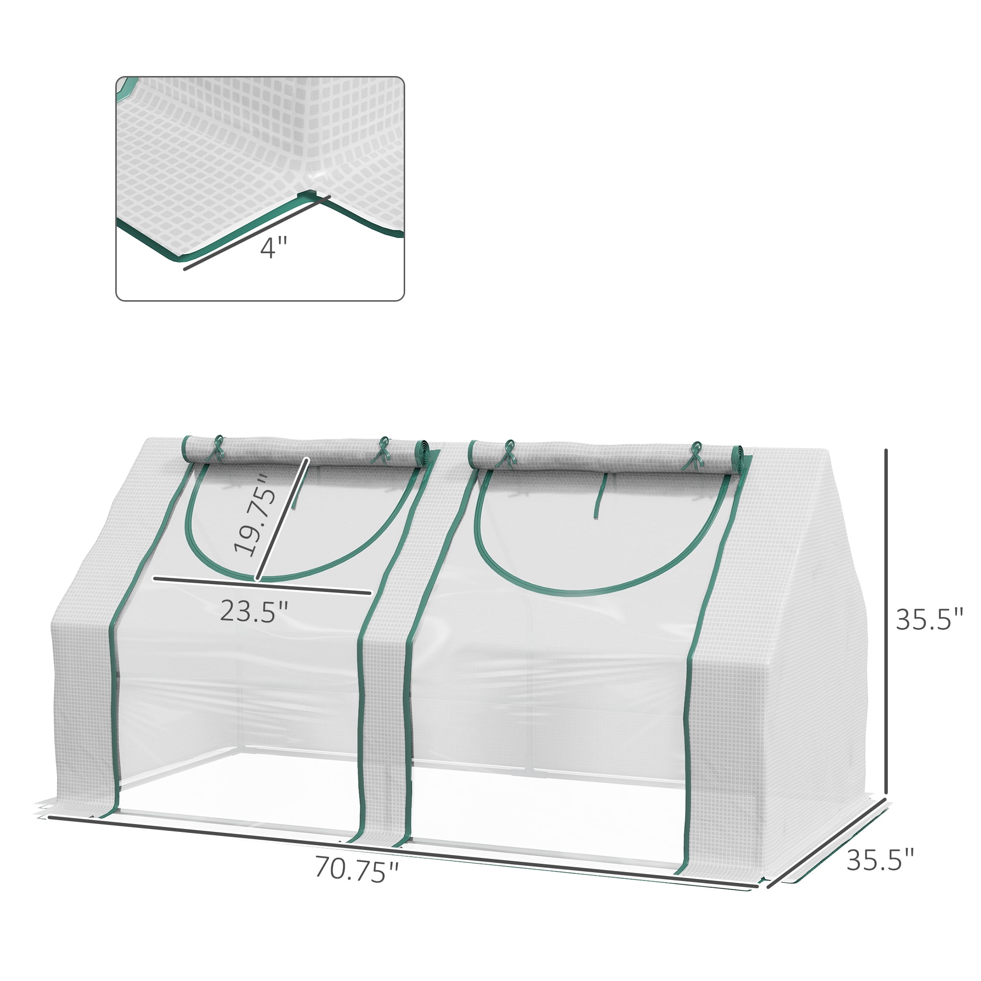 Outsunny 6' x 3' x 3' Portable Greenhouse with Two PE/PVC Covers, Clear