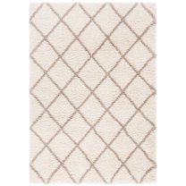 SAFAVIEH Hudson Jackson Trellis Shag Area Rug, Ivory/Beige, 7' x 7' Round
