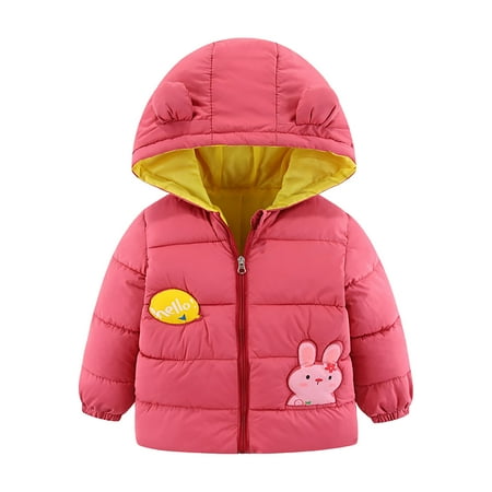 

Vikakiooze Winter Baby Girls Boys Cartoon Ear Hooded Thick Cotton Jacket Coat Kids Jackets On Clearance