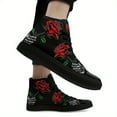 thumbnail image 6 of Coolcustomize Women's Gothic Punk Sneakers - High-Top Shoes with Red Roses & Skeletal Hands, Lace-Up Closure - All-Season Streetwear for Couples, Halloween, Concerts, Gothic Shoes, Casual Streetwear, 6 of 11