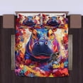 thumbnail image 4 of 3 Pieces Duvet Cover Set-Abstract 3D Pygmy Hippo- 3D Print Bedding 1 Duvet Cover 2 Pillowcases Natural Animals Comforter Set Soft Breathable for Boys Girls Children Natural Theme Duvet Set 2B53ANI7, 4 of 6