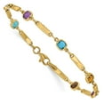 thumbnail image 3 of 14K Yellow Gold bracelet Gemstones Aquamarine Blue 7 in 5 mm, 3 of 4