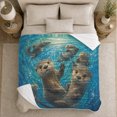 thumbnail image 5 of Playful Sea Otters Swimming Underwater, Cozy Friendship Quote Scene, Warm Flannel Blanket for Living Room and Reading Nook, Art Lovers Thanksgiving Gift, Artistic Home Decor, 5 of 9