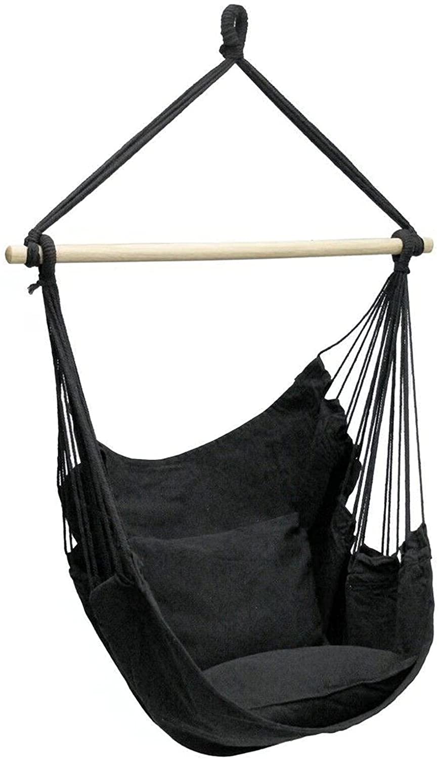 Hanging Swing Chair, Garden Hammock Chair Swing Seat with 2 Pillow