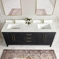 thumbnail image 4 of Gara 72" Double Bath Vanity in Fir Wood Black w/ White Grain Composite & Mirror, 4 of 17