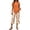 Orange, variant on Women's Printed Casual Two Piece Set Cropped Top and Half Length Bottoms Modern Outfit,Beige,XL