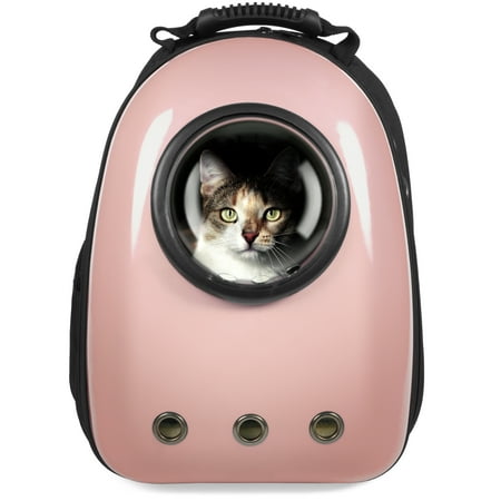 Best Choice Products Pet Carrier Space Capsule Backpack, Bubble Window Lightweight Padded Traveler for Cats, Dogs, Small Animals w/ Breathable Air Holes - Rose (Best Dog Carrier For Plane Travel)