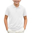 thumbnail image 1 of Odeerbi Camisas de Golf de Niños Botón de Solapa de Color Sólido Camisas de Tenis de Manga Corta Uniforme Escolar Con Bolsillo, 1 of 8