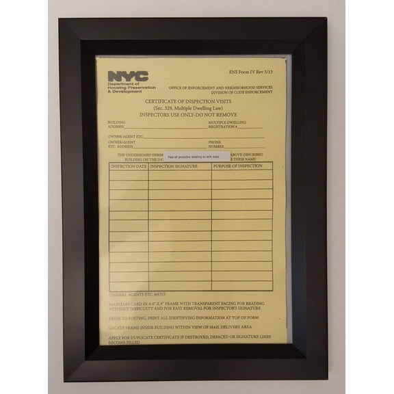 HPD Inspection Frame 6" X 9" Black ( Heavy Duty - Aluminum)