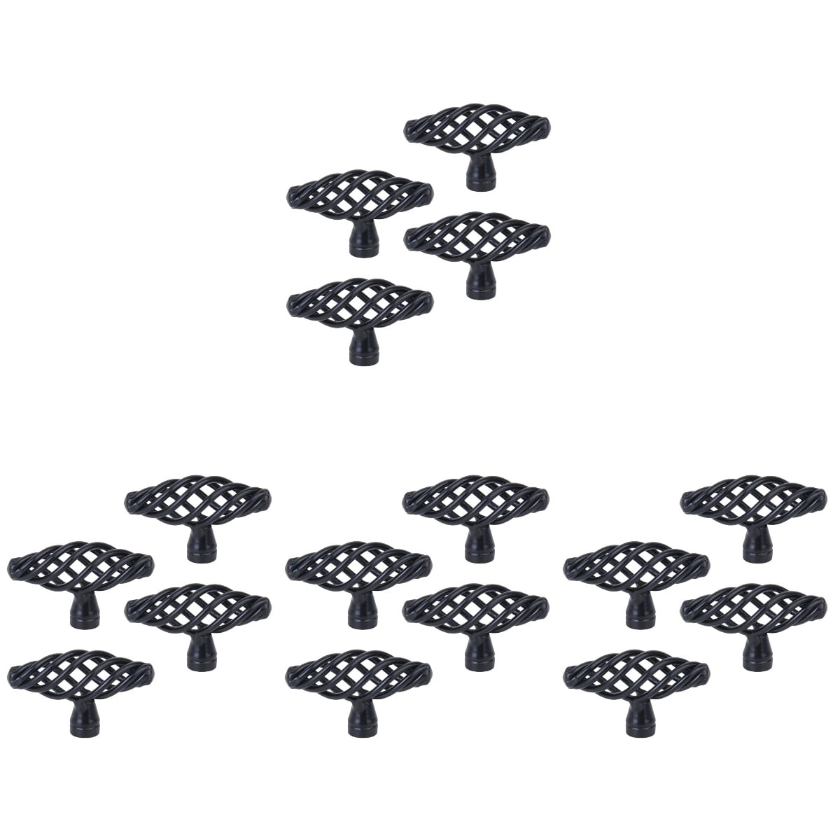 4 Pieces Wrought Iron Cabinet Knobs Leaf Large Size Handle 7.4×3.6cm Black
