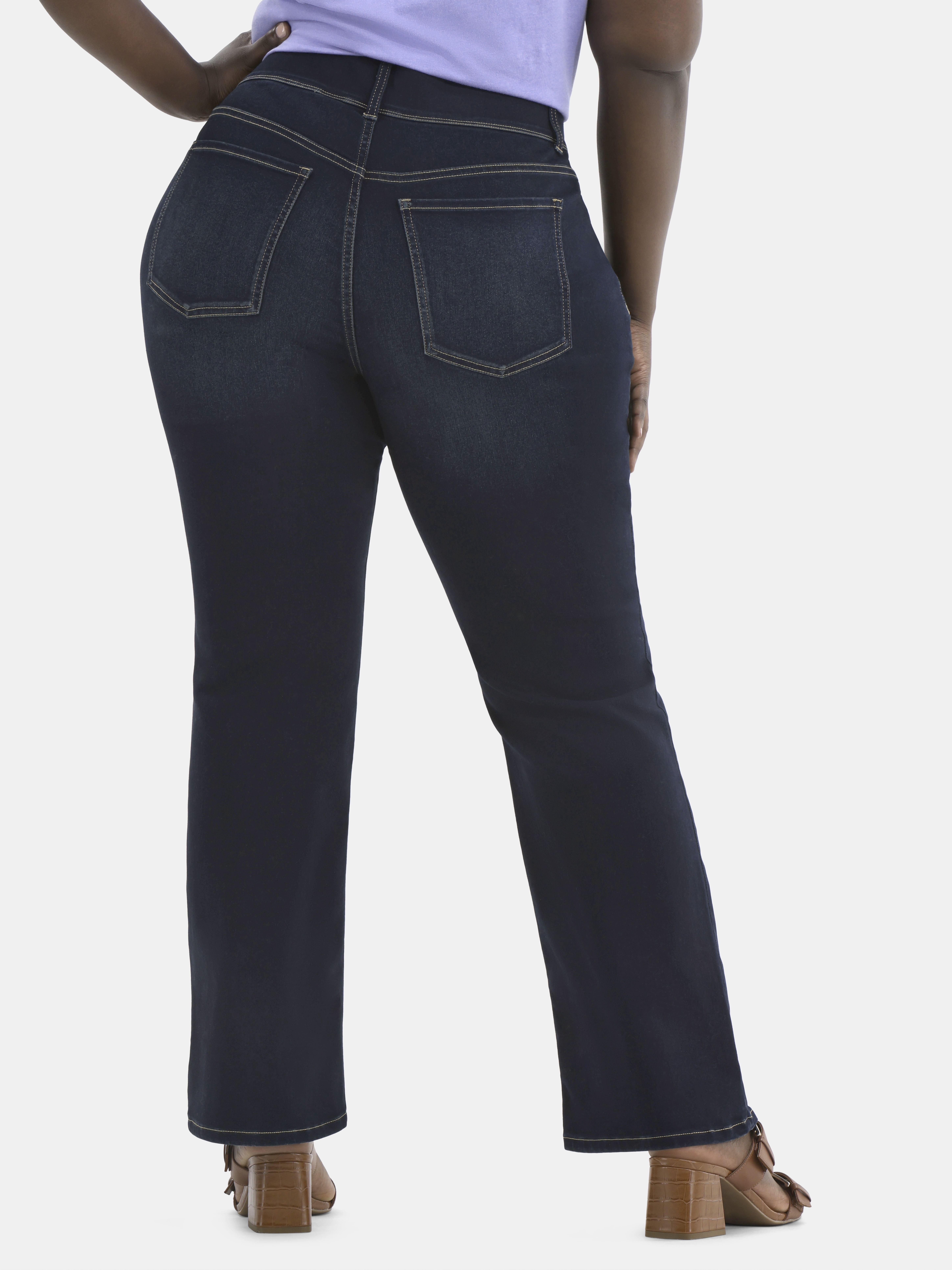 Terra & Sky Women's Plus High Rise Bootcut Jeggings, 30" Inseam, 2-Pack, Sizes 0X-5X