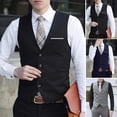 thumbnail image 4 of Fule Men's Formal Business Casual Dress Vest Suit Slim Fit Tuxedo Waistcoat Coat, 4 of 4