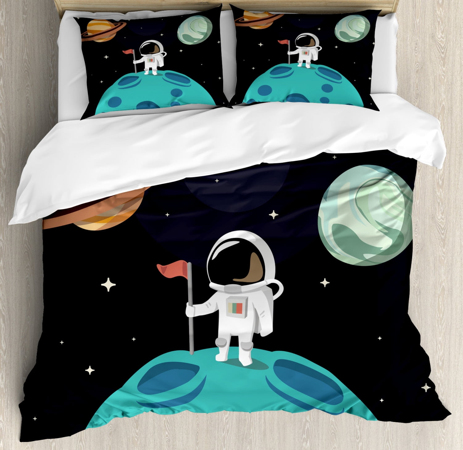 Galaxy Space Earth Print Duvet Cover Bedding Set