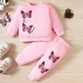 thumbnail image 3 of Gyratedream Toddler Baby Girl Clothes Long Sleeve Butterfly Printed Crewneck Sweatshirt Sweatpants Fall Winter Sweatsuit Set Outfit, 3 of 9