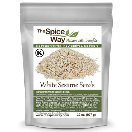 The Spice Way White Sesame Seeds - Middle Eastern and Asian Cuisine - 32 oz.