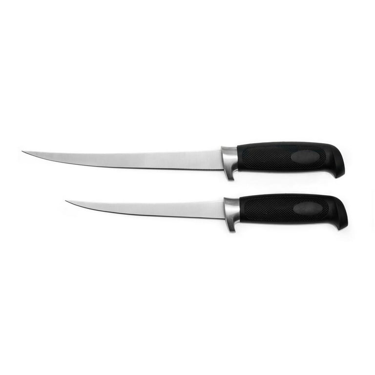 Rite Angler Fillet and Fishing Knife Set 6 inch and 8 inch Knives with Sheaths (2 pcs.), Size: 6 and 8, Black