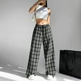 thumbnail image 2 of Women's Wide - Leg Plaid Pants - Drawstring Elastic, High - Waisted, with Pockets, 2 of 4