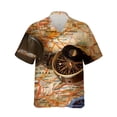 thumbnail image 2 of Camisa de moda para hombre con estampado 3D de mapa y brújula, solapa con botones, manga corta, diseño personalizado, camisetas cómodas, 2 of 5