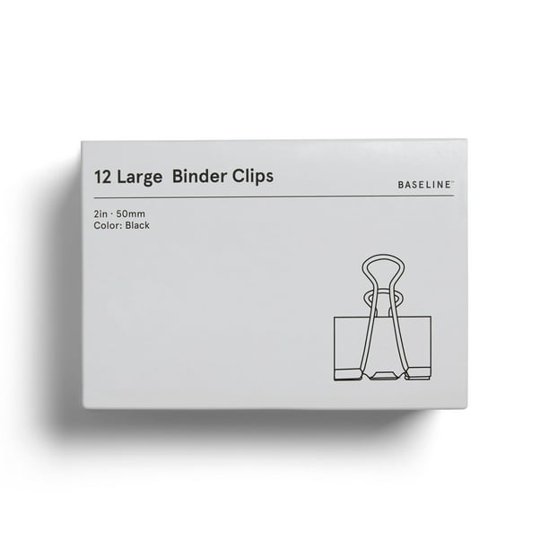 Staples Baseline Binder Clips Large Black 12/Box BL58122