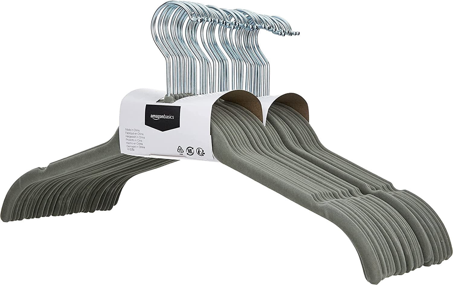 Space Saving Slim Velvet Non-Slip Clothes Hangers, Sturdy, Gray/Silver, 100-Pack