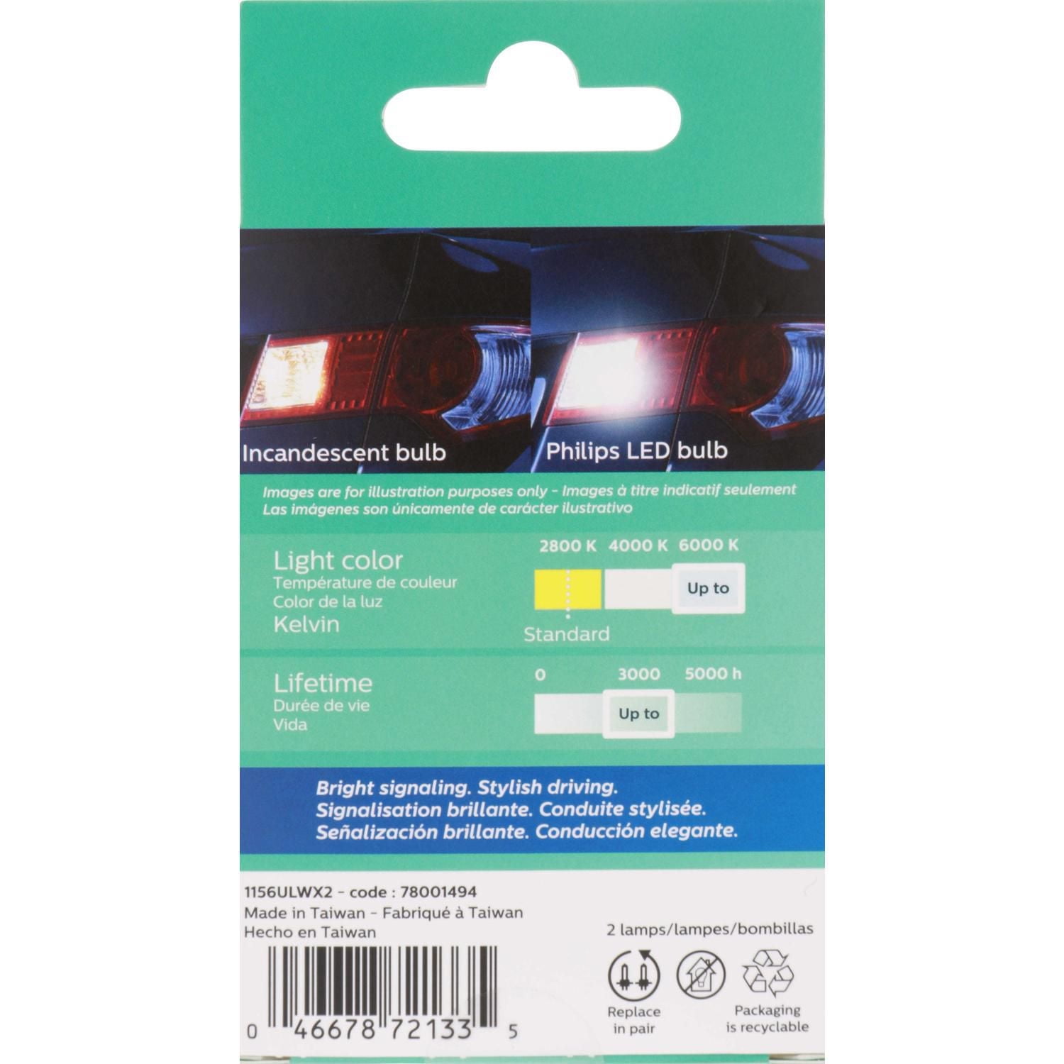 Philips 1156 Ultinon LED,blanc ,  Ampoule pour clignotantvoiture,un paquet de 2