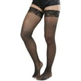 thumbnail image 3 of ToBeInStyle Womens Modern Chic Glimmer Cable Net Thigh High Stockings - Black - One Size, 3 of 8