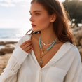 thumbnail image 4 of Collar Hclian de Caparazón de Mar con Estrella de Mar Turquesa en Capas, 4 of 7